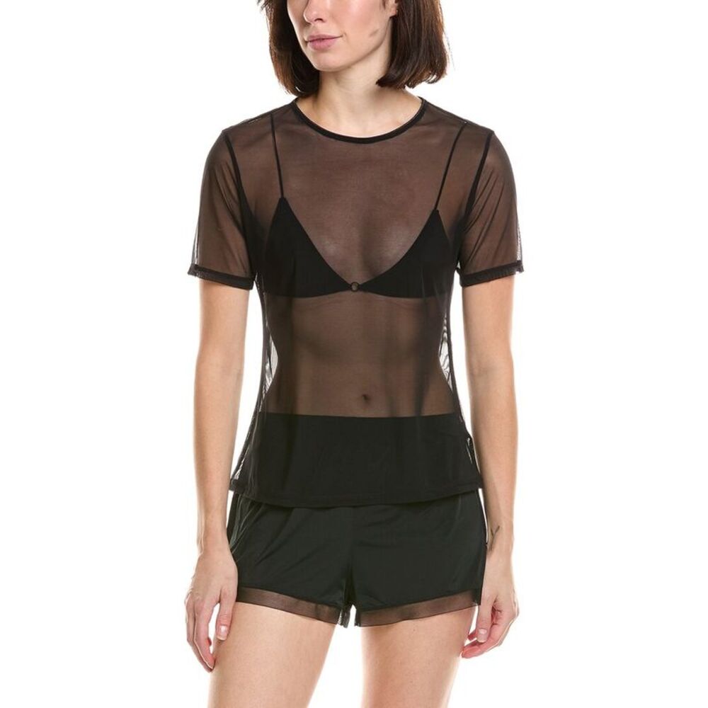 Natori Womens  Seduction Mesh T-Shirt, Black